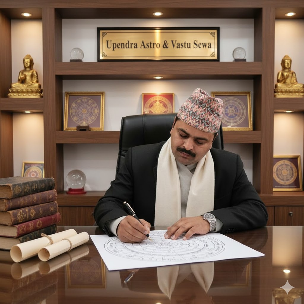 ज्योतिष एवं वास्तुविद् उपेन्द्र प्रसाद नेपाल (पञ्चाङ्गकार) ज्योतिष गणना गर्दै